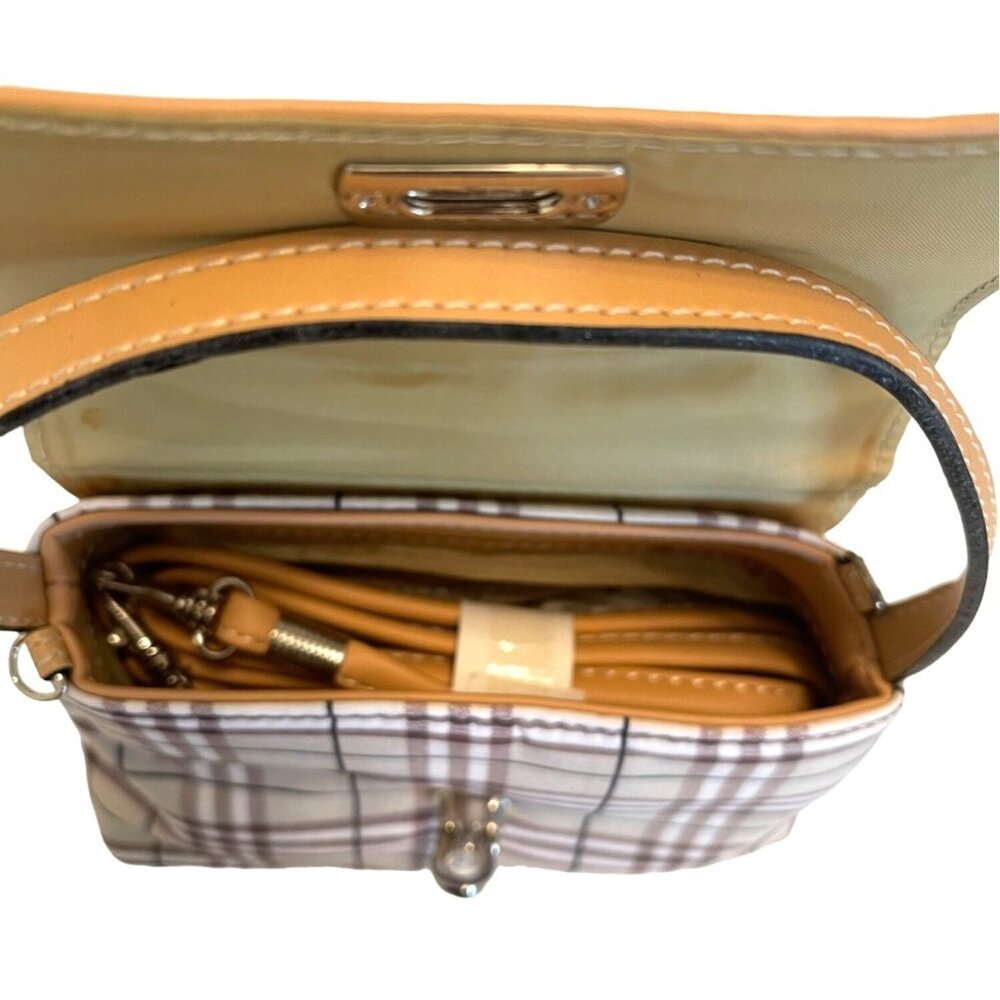 Crossbody Purse Shoulder Strap Adjustable Brown Plaid Satchel Organizer Handbag - Picture 3 of 12